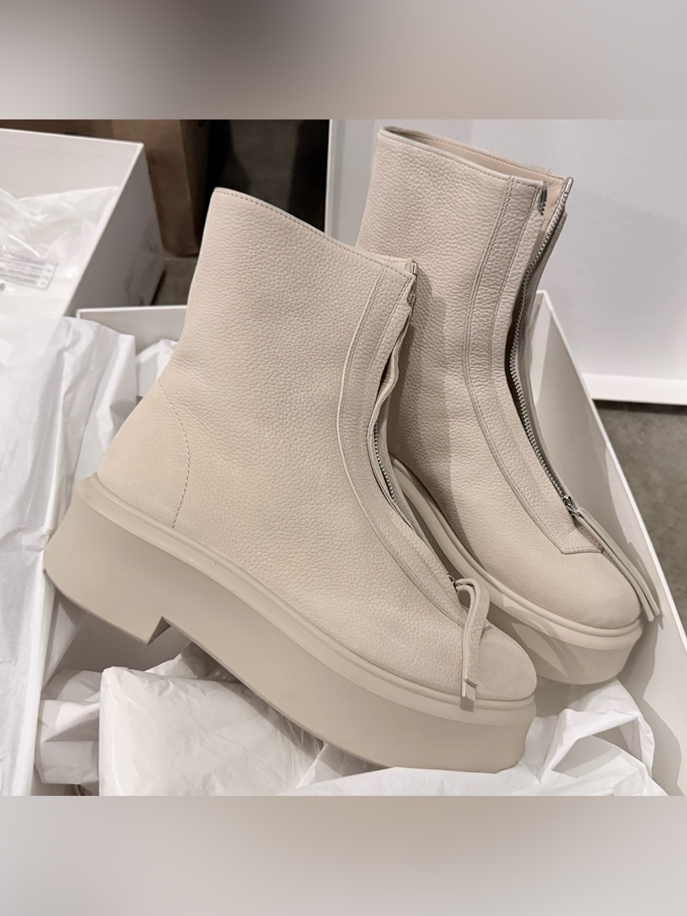 THE ROW Nobilis textured-nubuck platform ankle boots